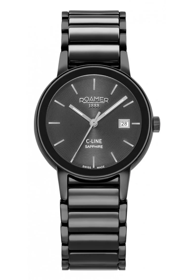 Ceas de dama  997844 45 85 20 negru clasic, cu elemente de bijuterie