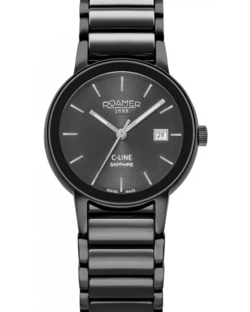 Ceas de dama  997844 45 85 20 negru clasic, cu elemente de bijuterie