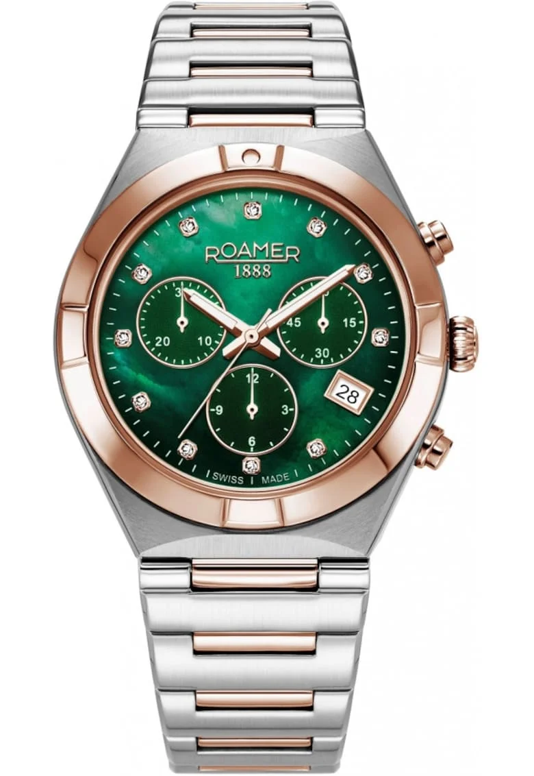 Ceas de dama  987837 49 70 20 verde, elegant, sportiv, cu diamante