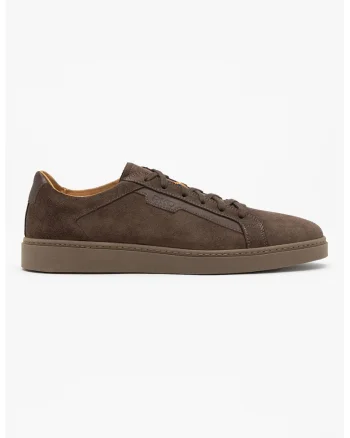 Pantofi sport uni din piele intoarsa, Maro inchis