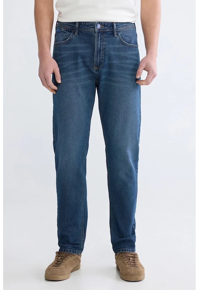 Blugi slim fit cu talie medie, Albastru inchis
