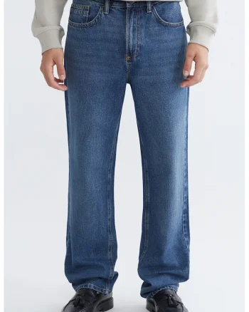 Blugi relaxed fit cu buzunare, Albastru inchis
