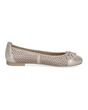 Balerini de piele cu perforatii, Maro taupe deschis