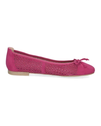Balerini de piele cu perforatii, Fucsia