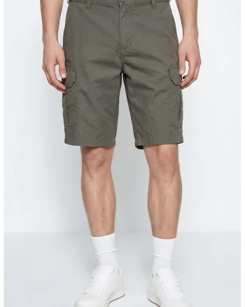 Pantaloni scurti cu talie medie, Kaki