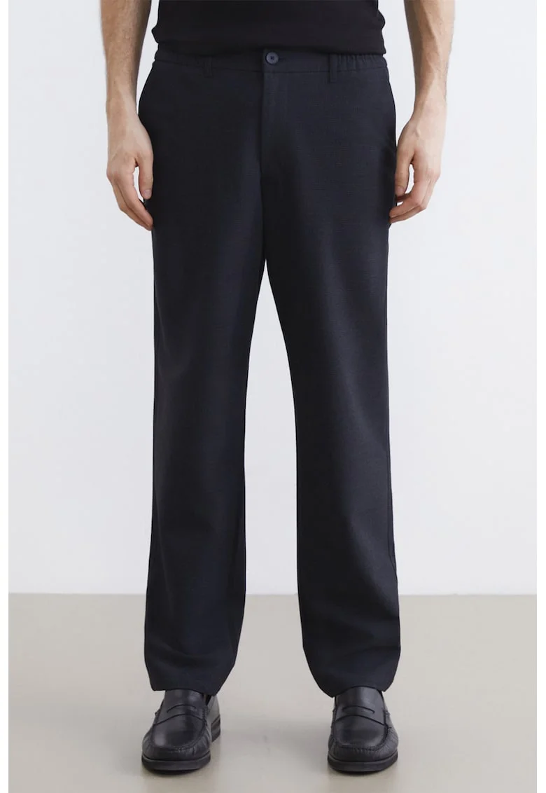 Pantaloni cu croiala dreapta si talie elastica, Albastru ultramarin
