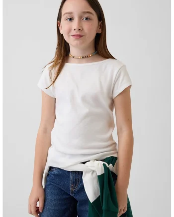 Tricou slim-fit cu decolteu rotund, Alb murdar