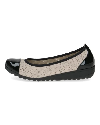 Balerini de piele cu design perforat, Negru/Bej