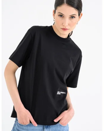 Tricou din bumbac organic cu imprimeu pe partea din spate, Negru/Gri/Roz
