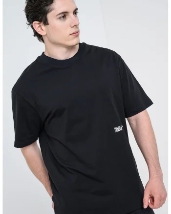 Tricou relaxed-fit din bumbac organic, Alb/Negru/Albastru royal