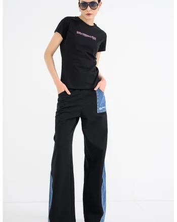 Tricou slim-fit din bumbac, Alb/Negru/Roz