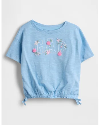 Tricou din bumbac organic cu logo, Albastru pastel