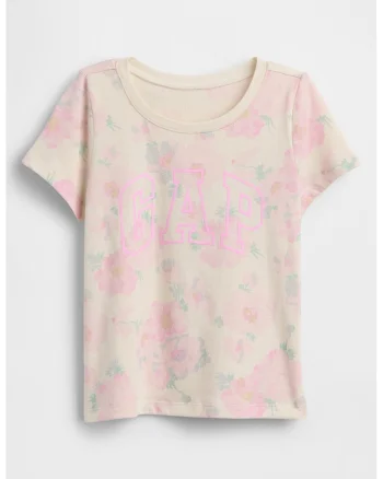 Tricou din bumbac cu imprimeu logo, Bej/Roz