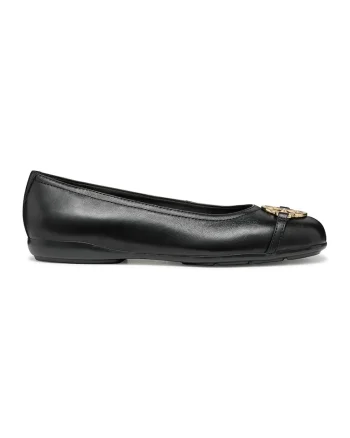 Balerini din piele cu varf rotund, Negru