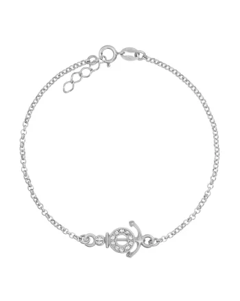Bratara Pentru Picior Argint 925 cu Cristale Swarovski Crystal Clear si Anchor Charm