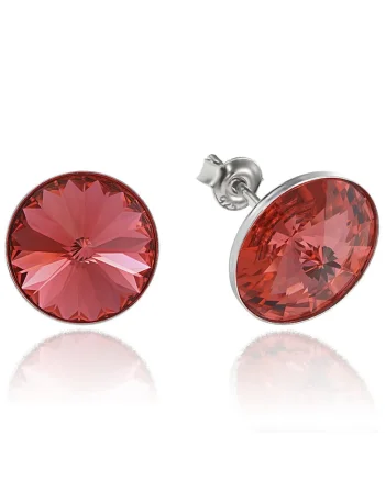 Cercei Argint 925 placat cu rodiu cu cristale Swarovski® Rivoli 12mm, Portocaliu