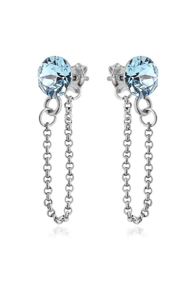 Cercei Argint 925 placat cu rodiu cu cristale Swarovski® Xirius Chain, Albastru deschis/Bleumarin