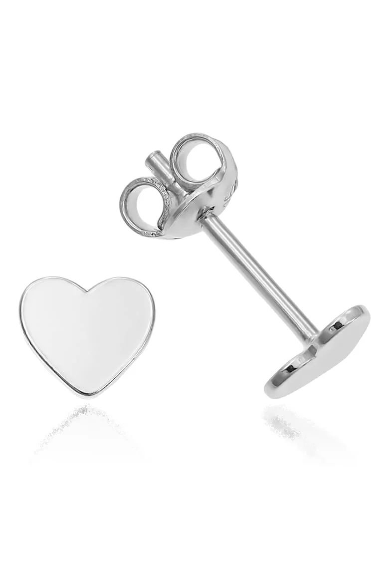 Cercei Argint 925 placat cu rodiu Heart 6mm Surub