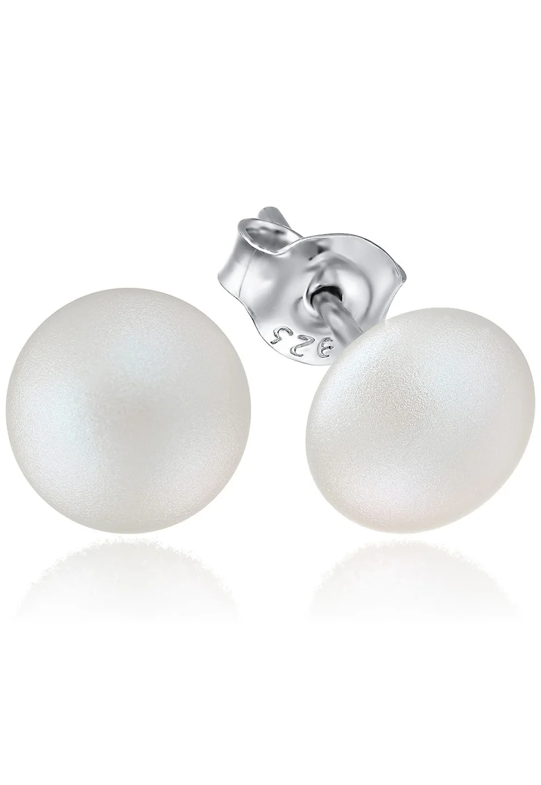 Cercei Argint 925 placat cu rodiu cu cristale Swarovski® Pearl 8mm Pearlescent White, Surub