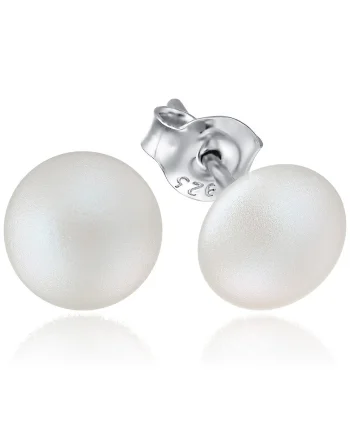 Cercei Argint 925 placat cu rodiu cu cristale Swarovski® Pearl 8mm Pearlescent White, Surub