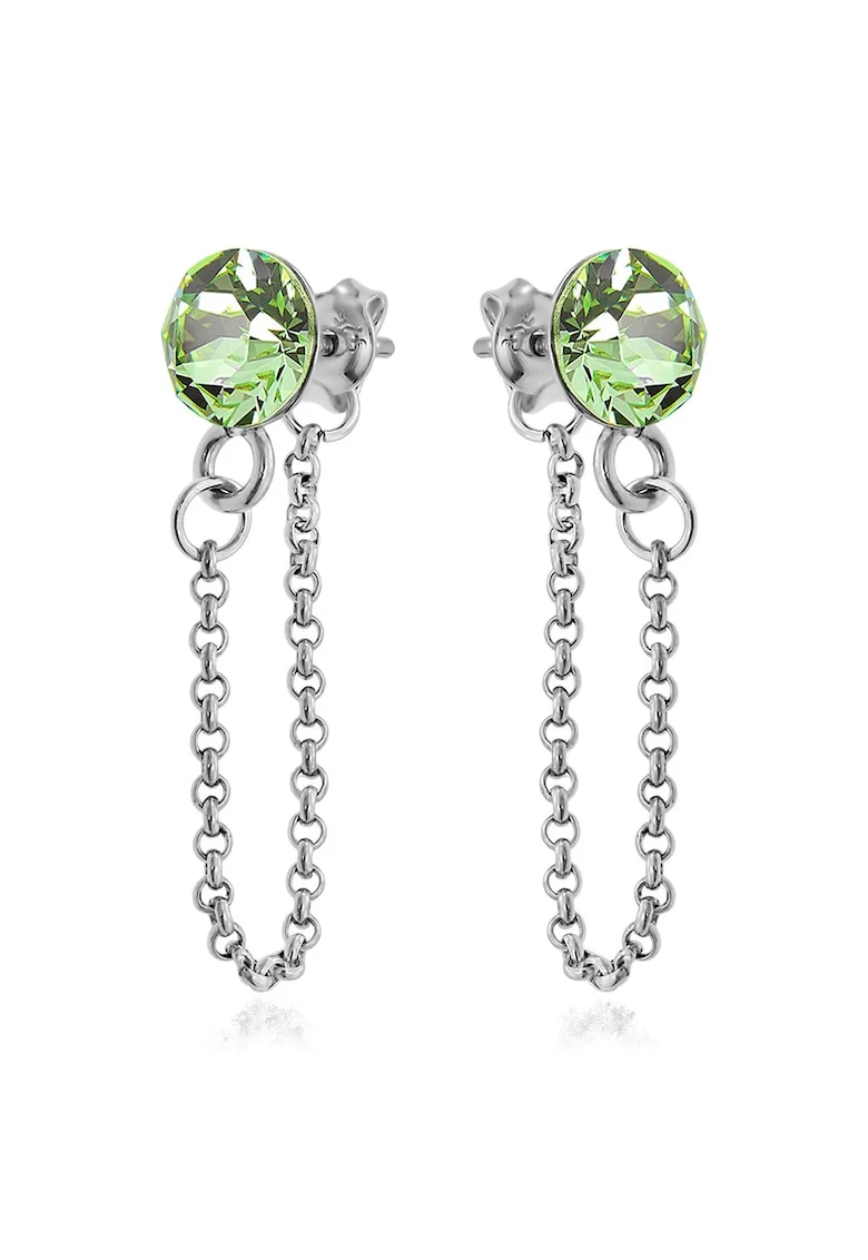 Cercei Argint 925 placat cu rodiu cu cristale Swarovski® Xirius Chain, Verde deschis