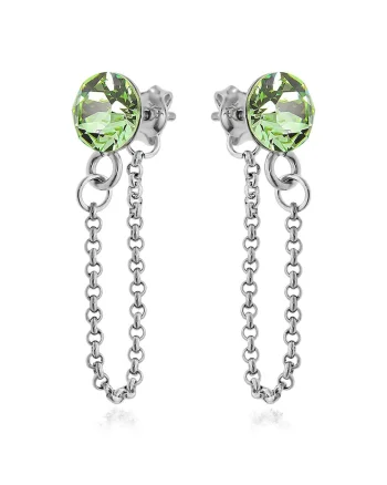 Cercei Argint 925 placat cu rodiu cu cristale Swarovski® Xirius Chain, Verde deschis