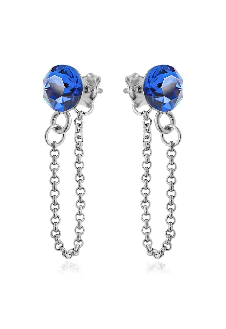 Cercei Argint 925 placat cu rodiu cu cristale Swarovski® Xirius Chain, Albastru