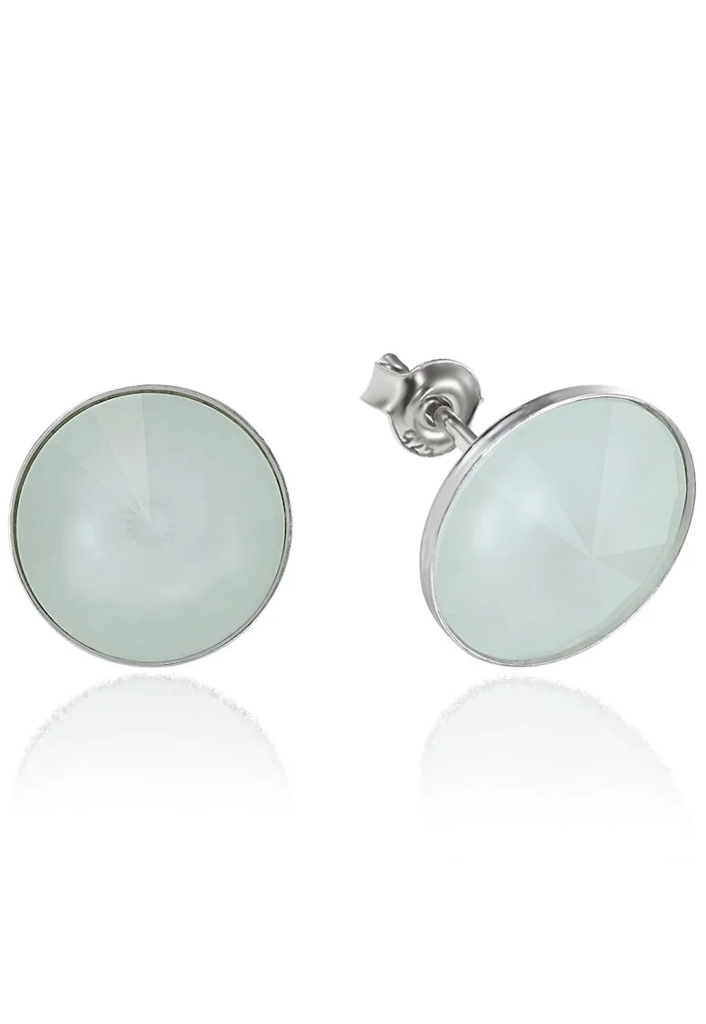 Cercei Argint 925 placat cu rodiu cu cristale Swarovski® Rivoli 12mm, Verde menta