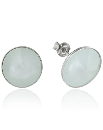 Cercei Argint 925 placat cu rodiu cu cristale Swarovski® Rivoli 12mm, Verde menta