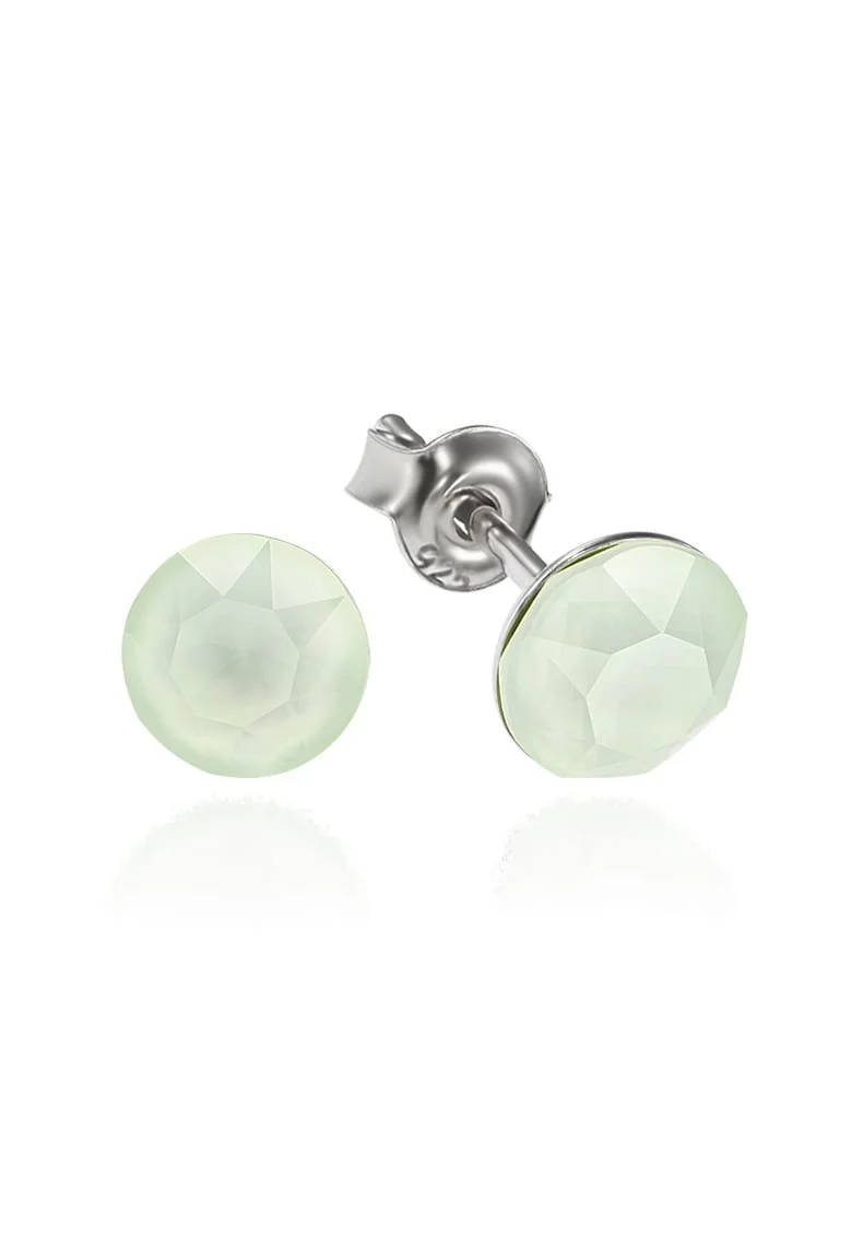 Cercei Argint 925 placat cu rodiu cu cristale Swarovski® Xirius 6mm, Verde pal