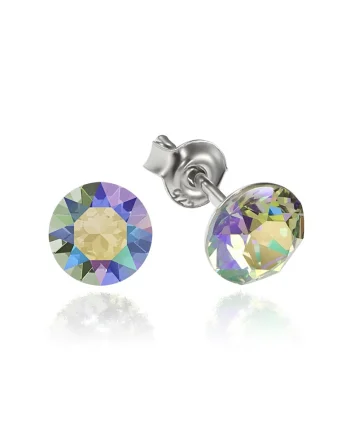 Cercei Argint 925 placat cu rodiu cu cristale Swarovski® Xirius 6mm, Mov pal