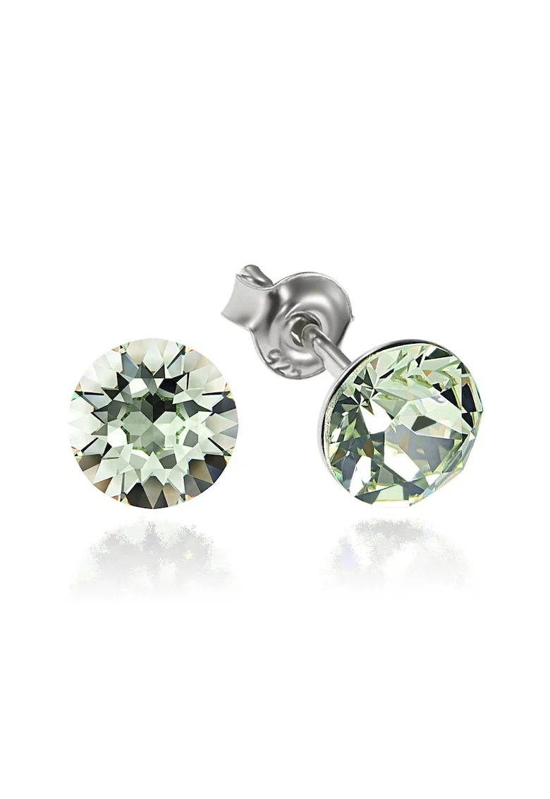 Cercei Argint 925 placat cu rodiu cu cristale Swarovski® Xirius 6mm, Verde