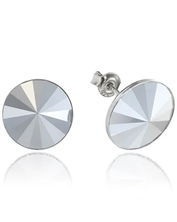 Cercei Argint 925 placat cu rodiu cu cristale Swarovski® Rivoli 12mm, Argintiu metalizat