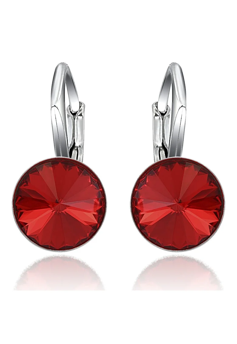 Cercei Argint 925 placat cu rodiu cu cristale Swarovski® Rivoli Leverback 8mm, Rosu