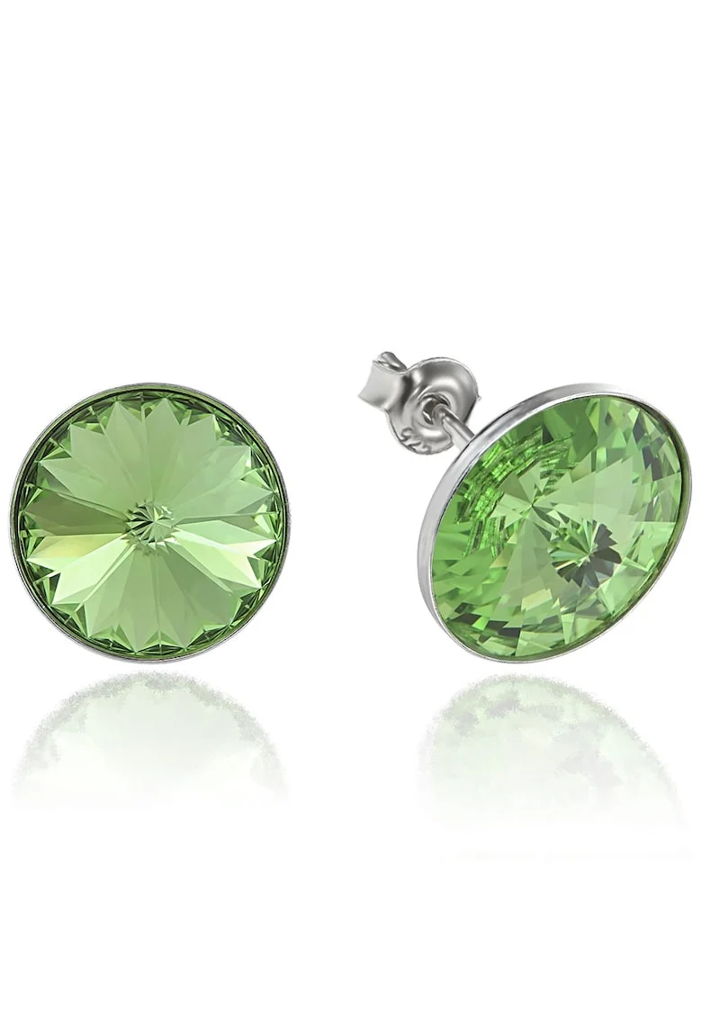 Cercei Argint 925 placat cu rodiu cu cristale Swarovski® Rivoli 12mm, Verde deschis