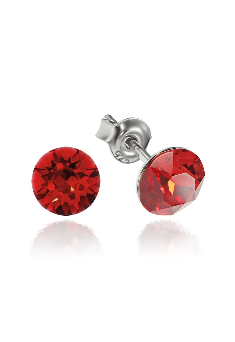 Cercei Argint 925 placat cu rodiu cu cristale Swarovski® Xirius 6mm, Rosu