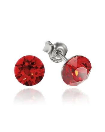 Cercei Argint 925 placat cu rodiu cu cristale Swarovski® Xirius 6mm, Rosu