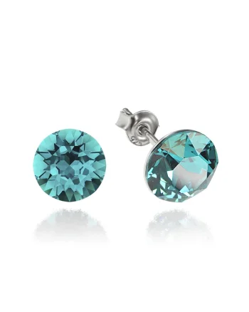Cercei Argint 925 placat cu rodiu cu cristale Swarovski® Xirius 8mm, Albastru