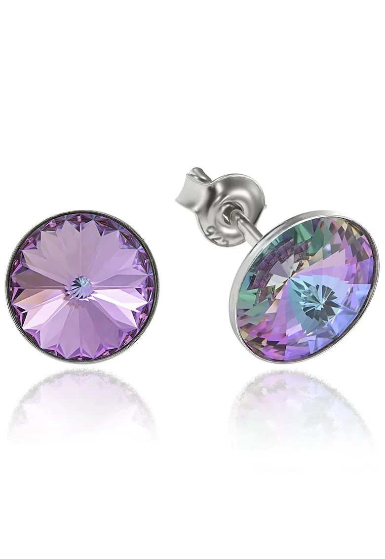 Cercei Argint 925 placat cu rodiu cu cristale Swarovski® Rivoli 8mm, Violet deschis