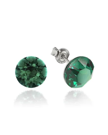 Cercei Argint 925 placat cu rodiu cu cristale Swarovski® Xirius 8mm, Verde