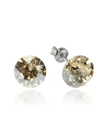 Cercei Argint 925 placat cu rodiu cu cristale Swarovski® Xirius 8mm, Auriu