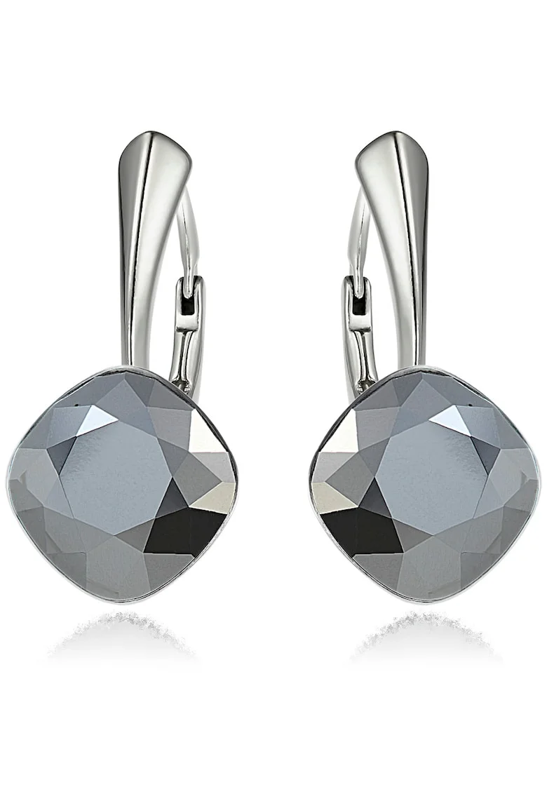 Cercei Argint 925 placat cu rodiu cu cristale® Princess Square 10mm, Argintiu