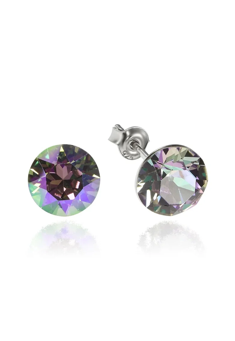 Cercei Argint 925 placat cu rodiu cu cristale Swarovski® Xirius 8mm, Violet deschis