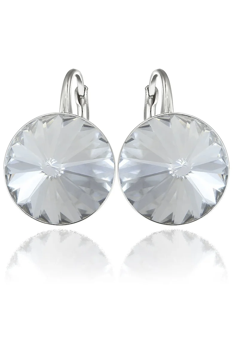 Cercei Argint 925 placat cu rodiu cu cristale Swarovski® Rivoli 14mm, Alb