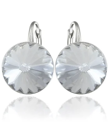 Cercei Argint 925 placat cu rodiu cu cristale Swarovski® Rivoli 14mm, Alb