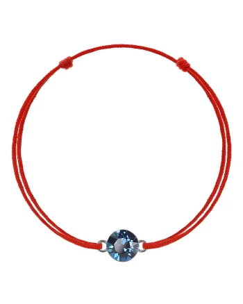 Bratara Kabbalah cu pandantiv din Argint 925 placat cu rodiu si Cristal Swarovski® Xirius 6mm, Albastru
