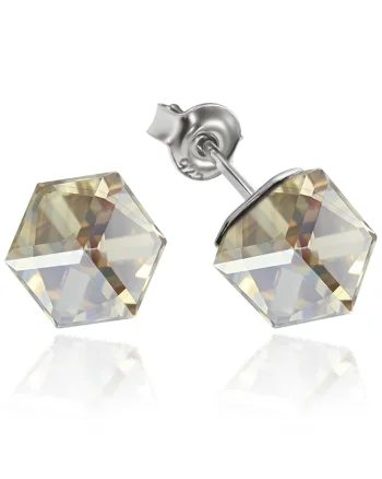 Cercei Argint 925 placat cu rodiu cu cristale Swarovski® Cubic 6mm, Surub, Auriu