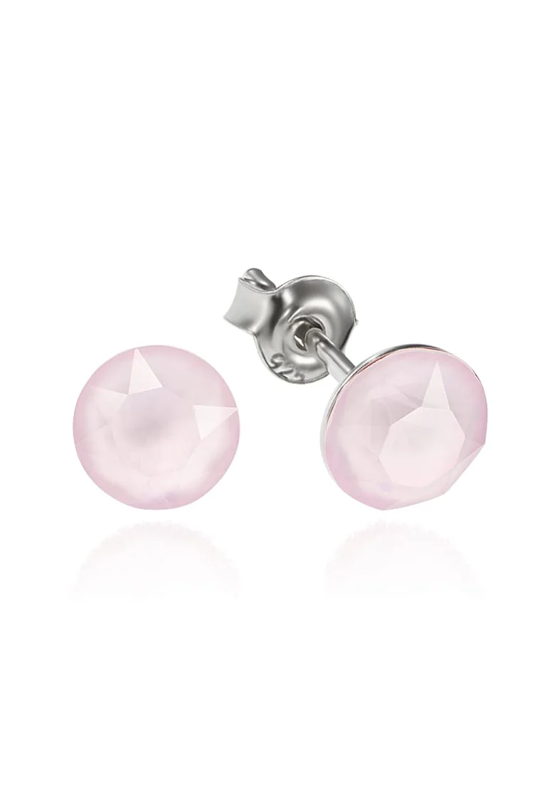 Cercei Argint 925 placat cu rodiu cu cristale Swarovski® Xirius Powder Rose 6mm Surub
