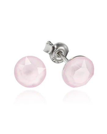 Cercei Argint 925 placat cu rodiu cu cristale Swarovski® Xirius Powder Rose 6mm Surub