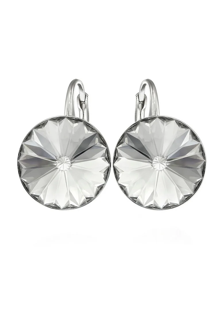 Cercei Argint 925 placat cu rodiu cu cristale Swarovski® Rivoli 10mm Leverback, Alb